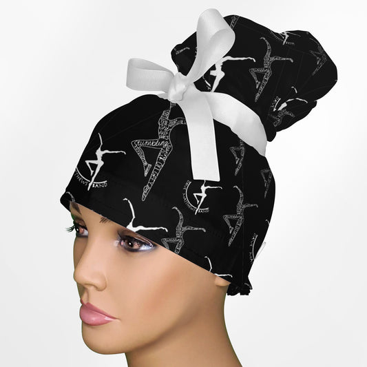 Fire Dancers - Black High Bun Ponytail Scrub Cap