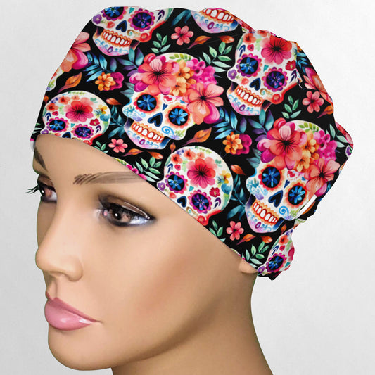 Dia De Los Muertos Low-Tie Surgeon Scrub Cap