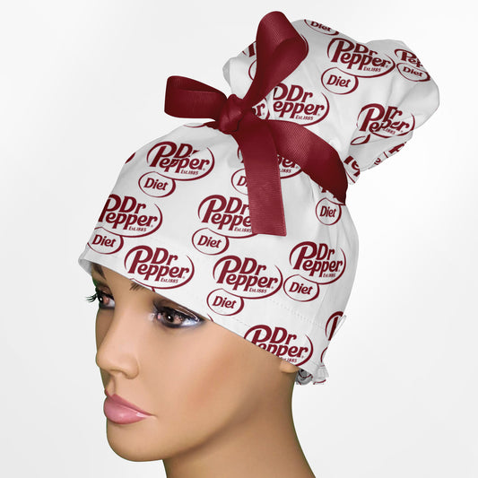 Diet Dr. Pepper High Bun Ponytail Scrub Cap