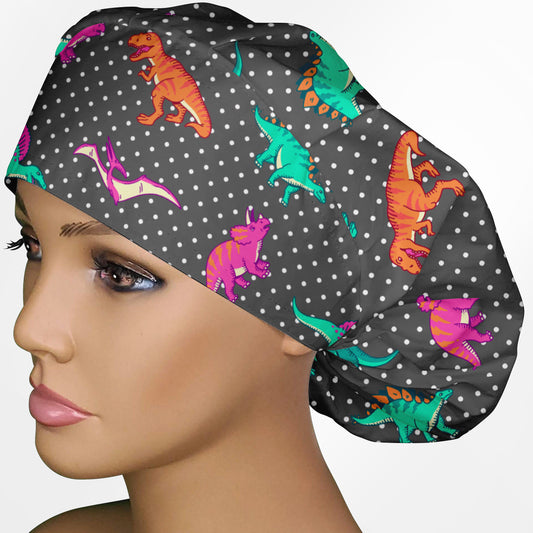 Dino Dots Bouffant Scrub Cap