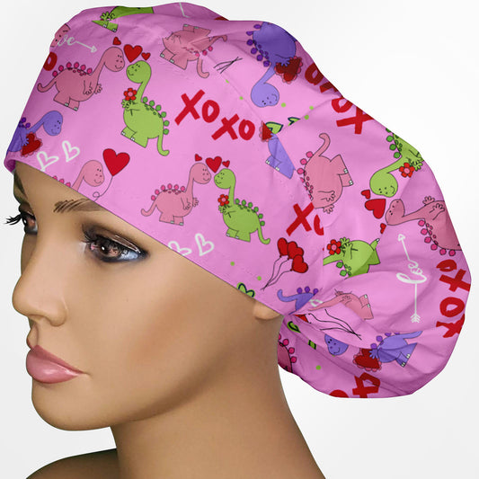 Dino Love Bouffant Scrub Cap