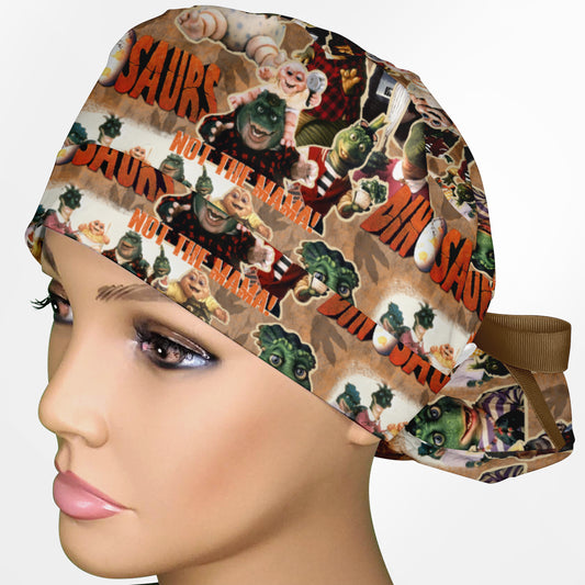 Dinosaurs Ponytail Scrub Cap