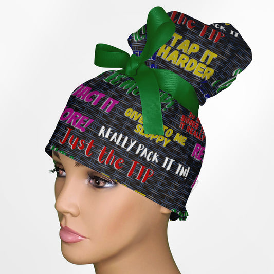 Dirty OR Sayings High Bun Ponytail Scrub Cap