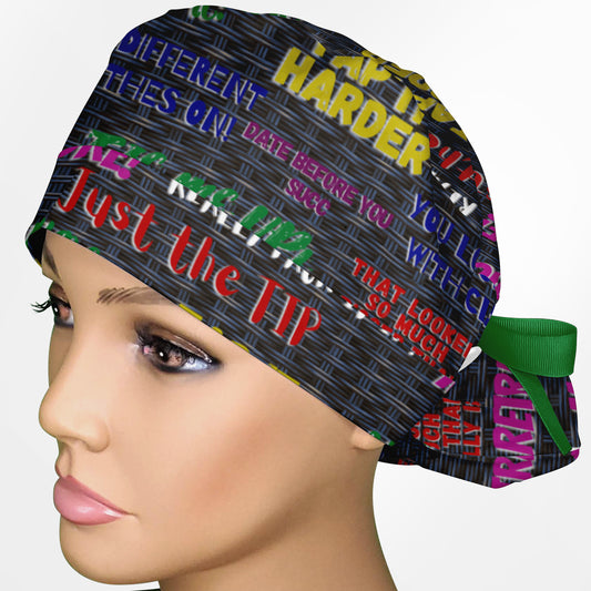 Dirty OR Sayings Ponytail Scrub Cap