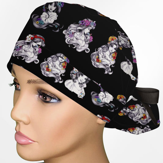 Dark Royalty Ponytail Scrub Cap