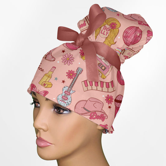 Dolly Land High Bun Ponytail Scrub Cap