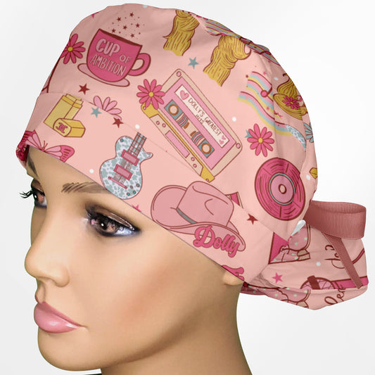 Dolly Land Ponytail Scrub Cap