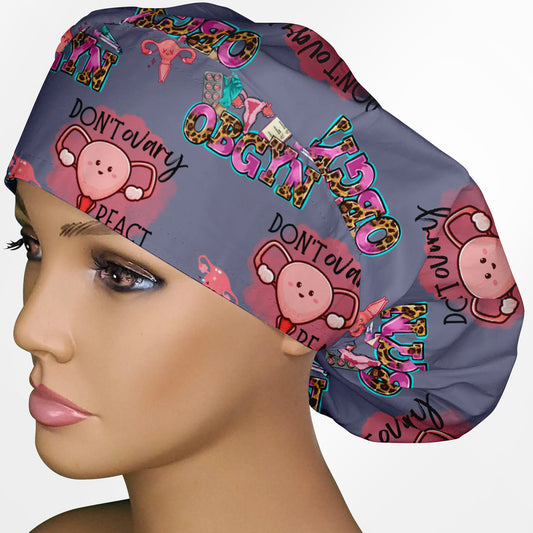 Don't Ovary React (Obgyn) - dark Bouffant Scrub Cap
