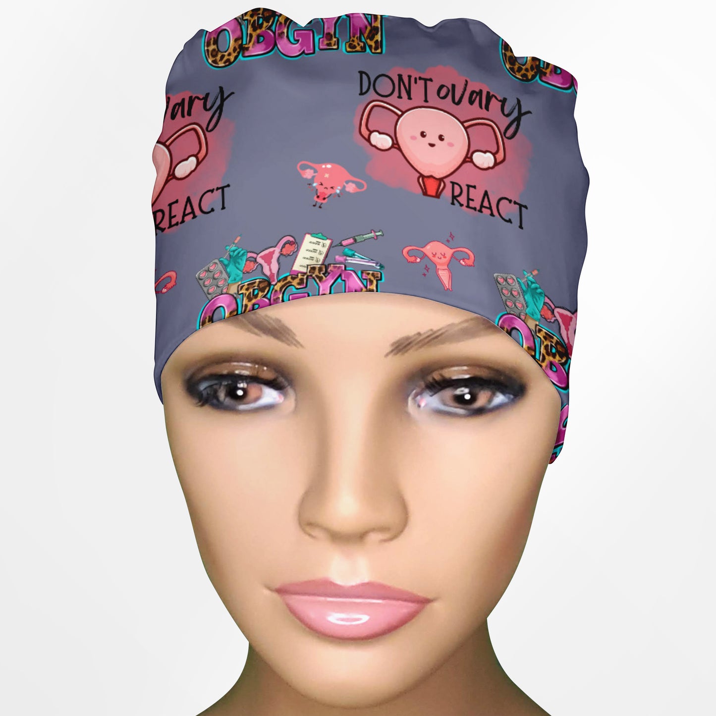 Don't Ovary React (Obgyn) - dark Low-Tie Surgeon Scrub Cap