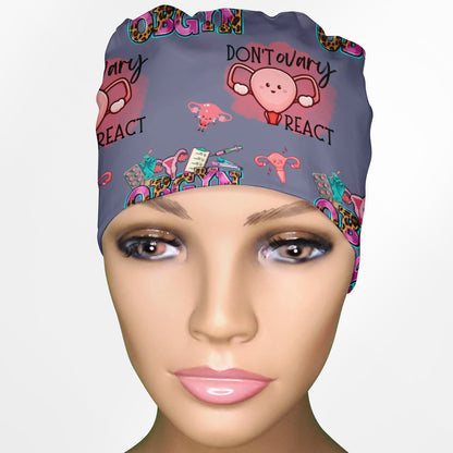 Don't Ovary React (Obgyn) - dark Low-Tie Surgeon Scrub Cap
