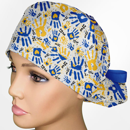 Down Syndrome Hands Ponytail Scrub Cap