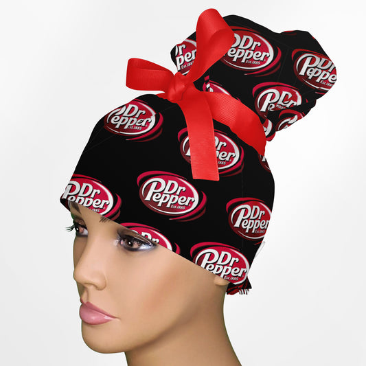 Dr. Pepper High Bun Ponytail Scrub Cap
