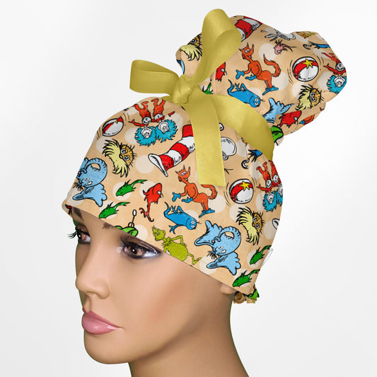 Dr. Seuss High Bun Ponytail Scrub Cap
