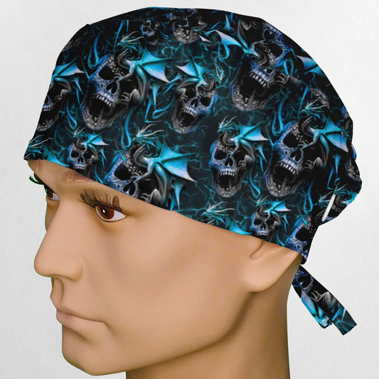 Dragons and Skulls Blue Surgeon Scrub Cap