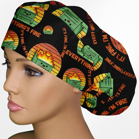 Dumpster Fire Bouffant Scrub Cap