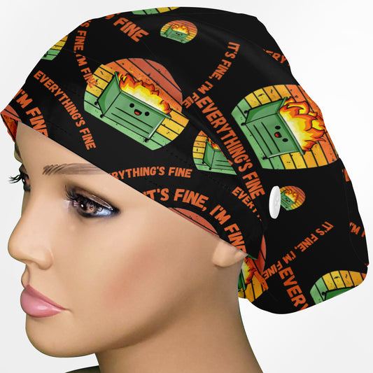 Dumpster Fire Euro Scrub Cap