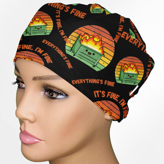 Dumpster Fire Low-Tie Surgeon Scrub Cap