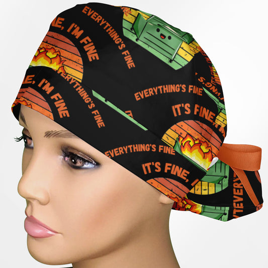 Dumpster Fire Ponytail Scrub Cap