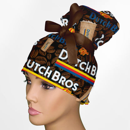 Dutch Bros High Bun Ponytail Scrub Cap