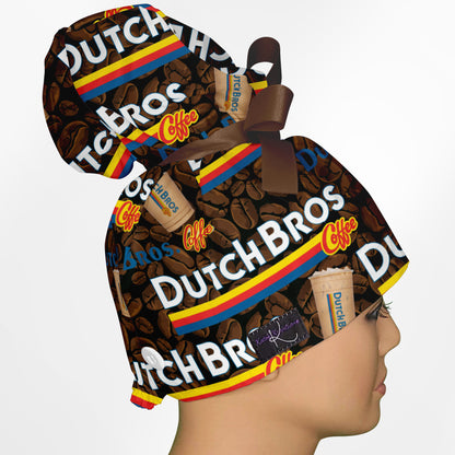 Dutch Bros High Bun Ponytail Scrub Cap