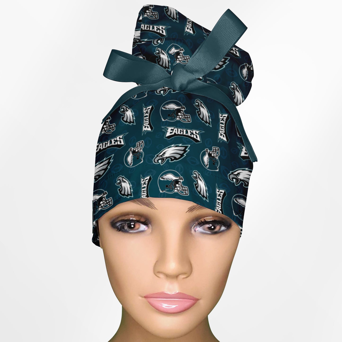 Eagles Logo High Bun Ponytail Scrub Cap