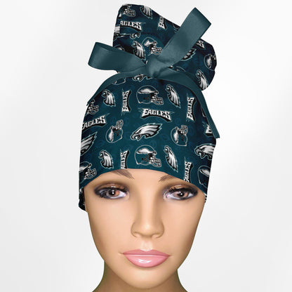 Eagles Logo High Bun Ponytail Scrub Cap