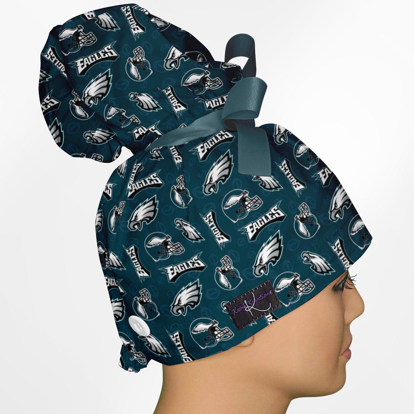 Eagles Logo High Bun Ponytail Scrub Cap