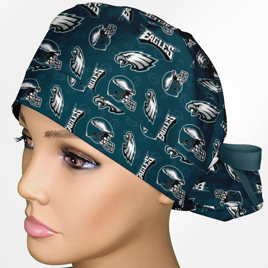 Eagles Logo Ponytail Scrub Cap