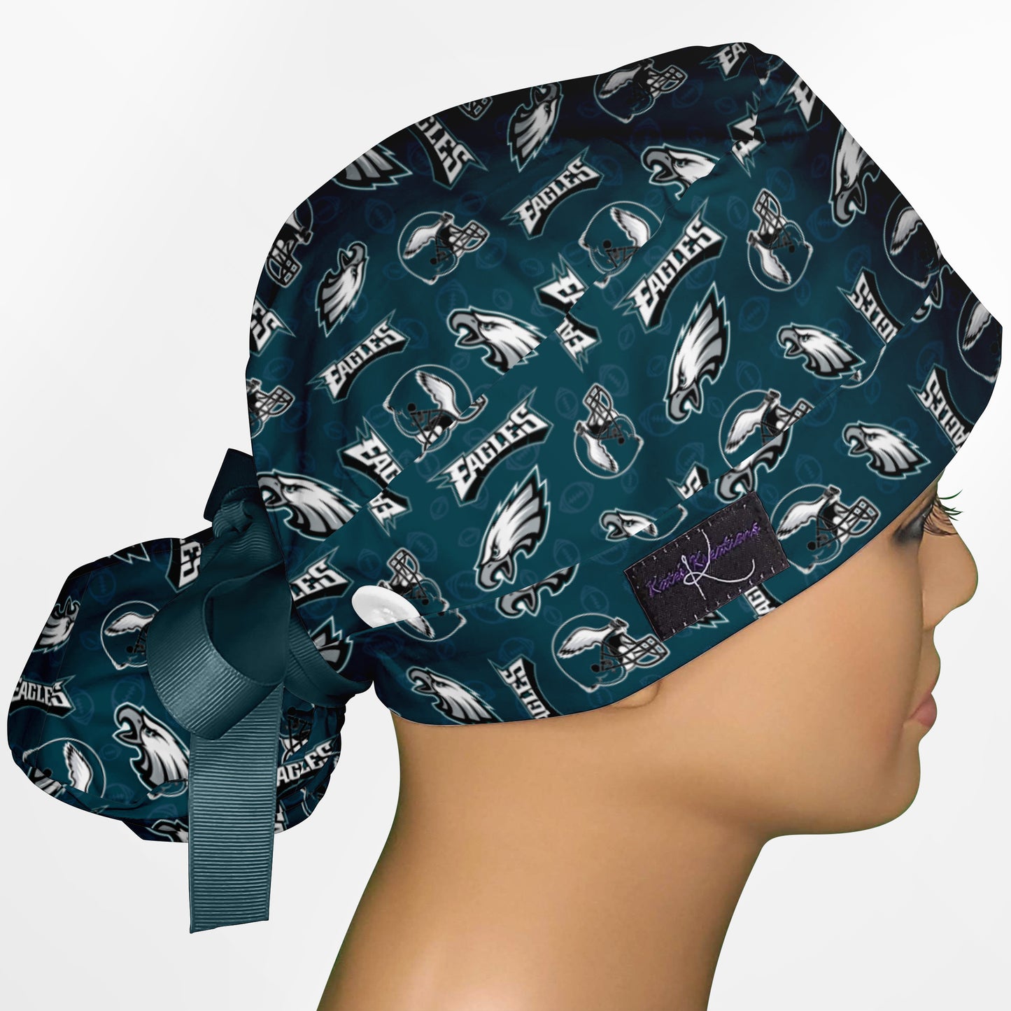 Eagles Logo Ponytail Scrub Cap