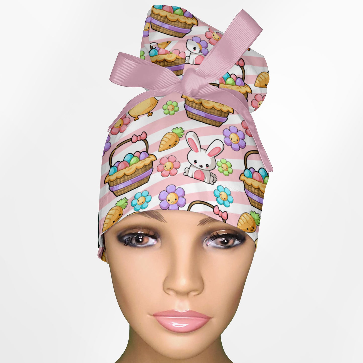 Easter High Bun Ponytail Scrub Cap