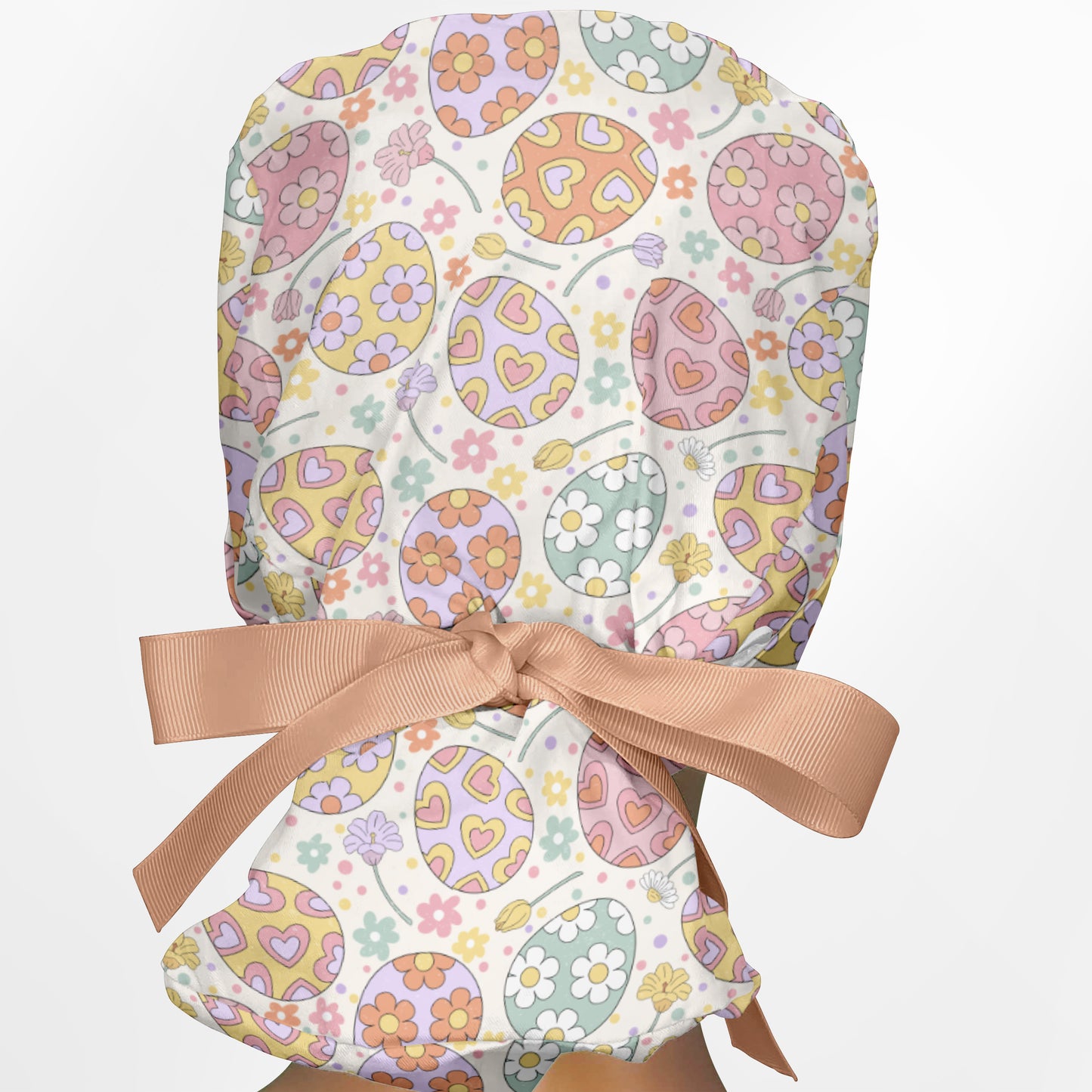 Easter Eggs Ponytail Scrub Cap