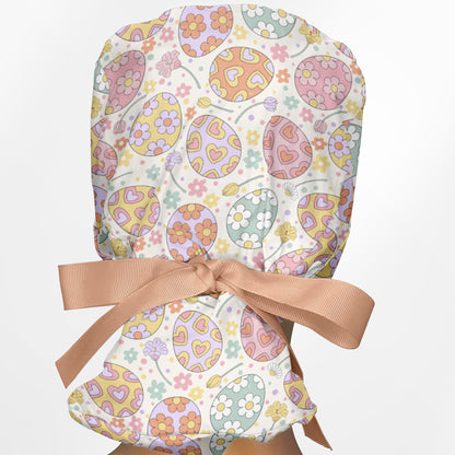 Easter Eggs Ponytail Scrub Cap