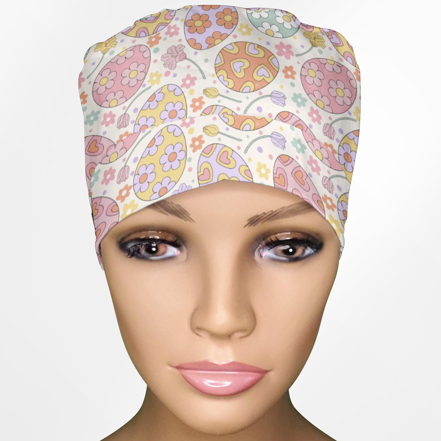 Easter Eggs Ponytail Scrub Cap