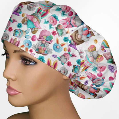 Easter Gnomes Bouffant Scrub Cap