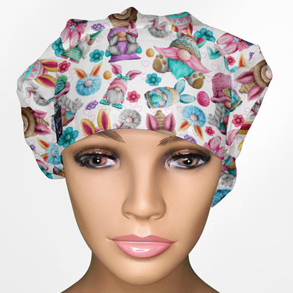 Easter Gnomes Bouffant Scrub Cap