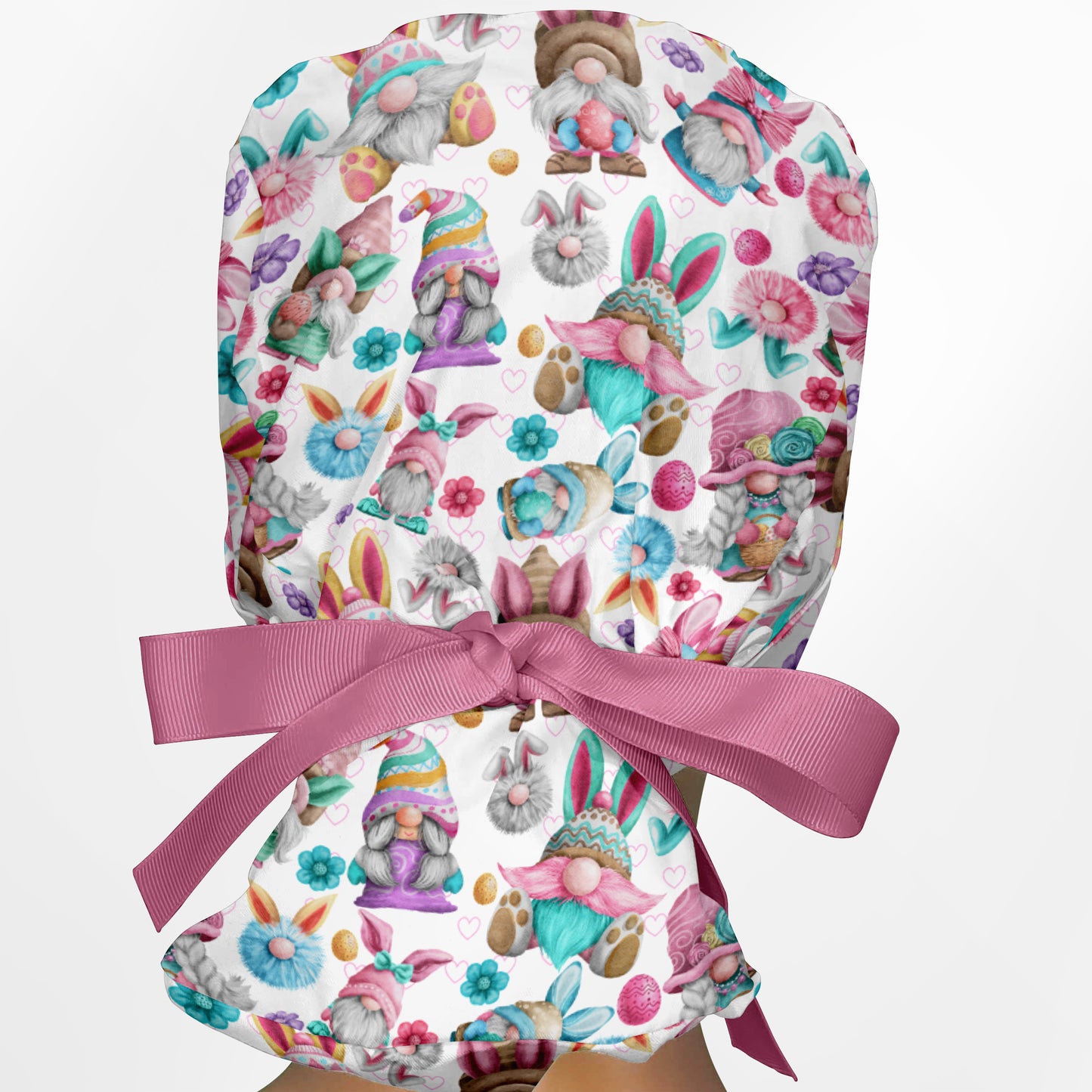 Easter Gnomes Ponytail Scrub Cap