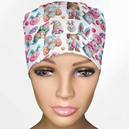 Easter Gnomes Ponytail Scrub Cap