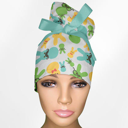 Easter Peeps High Bun Ponytail Scrub Cap