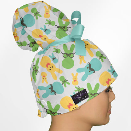 Easter Peeps High Bun Ponytail Scrub Cap
