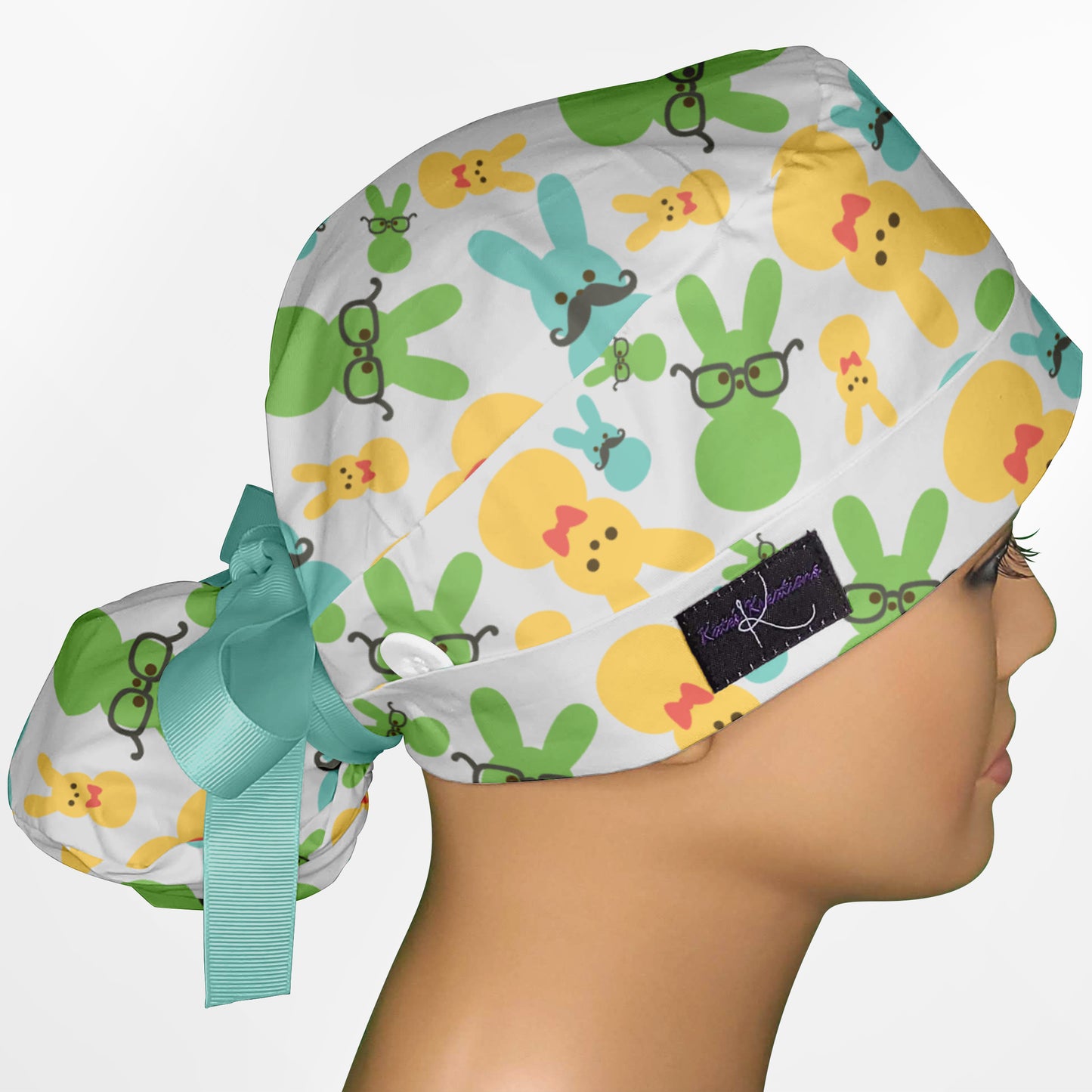 Easter Peeps Ponytail Scrub Cap