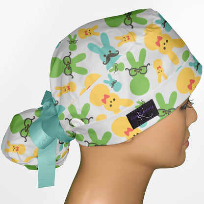 Easter Peeps Ponytail Scrub Cap