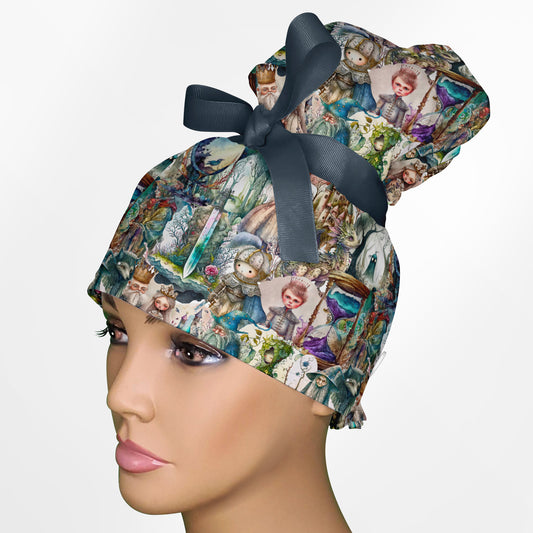 Fairy Tale High Bun Ponytail Scrub Cap