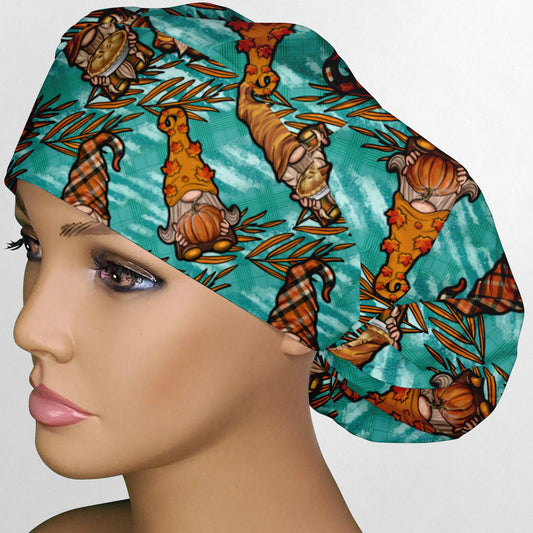 Fall Gnomes Bouffant Scrub Cap