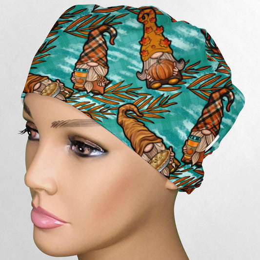 Fall Gnomes Low-Tie Surgeon Scrub Cap