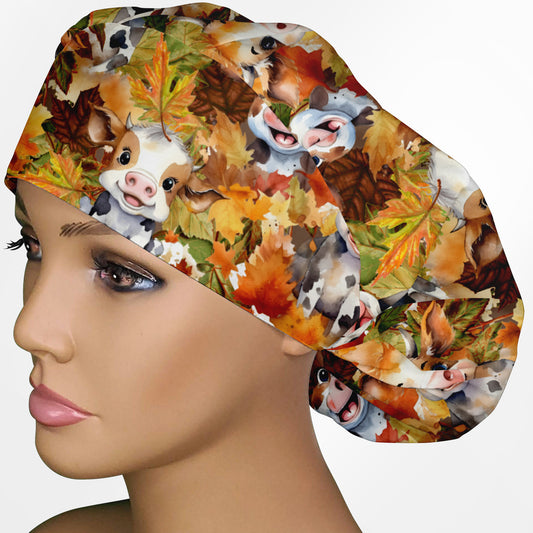 Fall Moooood Bouffant Scrub Cap