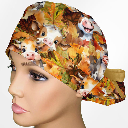 Fall Moooood Ponytail Scrub Cap