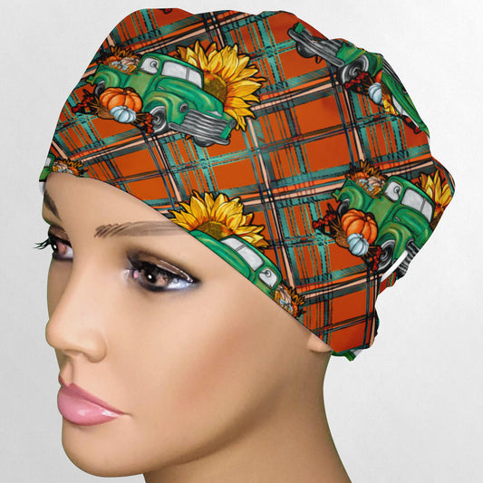 Fall Plaid Trucks Low-Tie Surgeon Scrub Cap