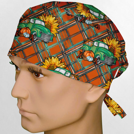 Fall Plaid Trucks Surgeon Scrub Cap