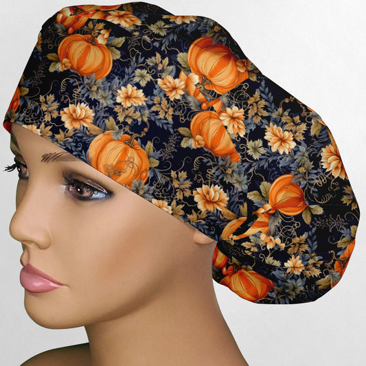 Fall Pumpkins Bouffant Scrub Cap