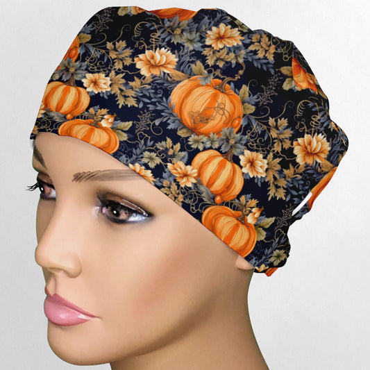 Fall Pumpkins Low-Tie Surgeon Scrub Cap